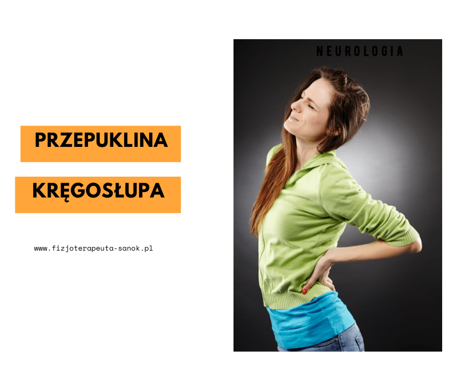 Przepuklina kręgosłupa, kobieta trzyma dolną część pleców