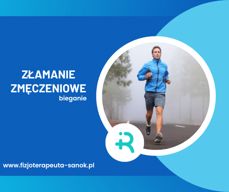 Biegacz w niebieskiej kurtce na mglistym tle
